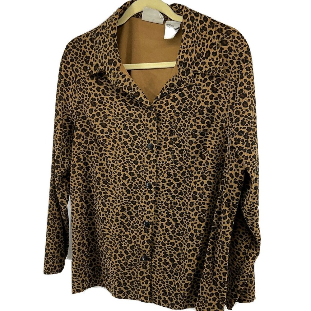 Studio Ease Womans Animal Print Button‎ Front Blouse Size 14W